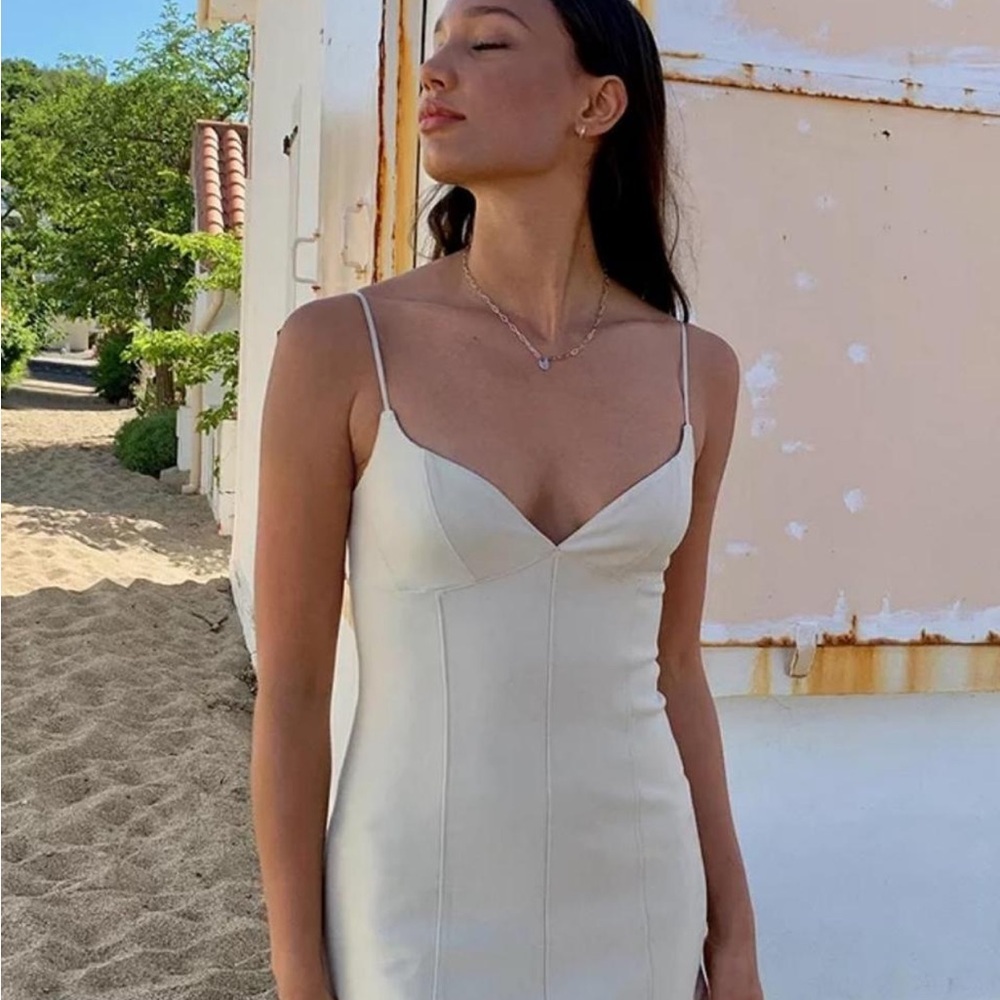 Urban Outfitters Cream Sweetheart Mini Dress with Spaghetti Straps / Minimal